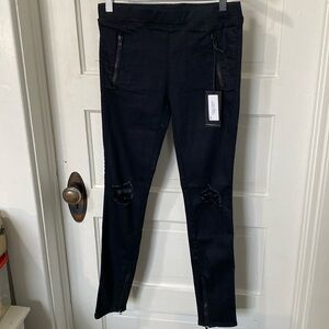 New Black Orchid Black Zipper Stretch Leggings Sz 26